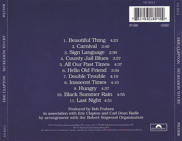 CLAPTON ERIC - NO REASON TO CRY...RM CD - Slika 2