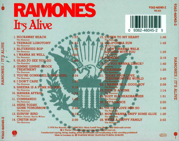 RAMONES - IT'S ALIVE CD - Slika 2