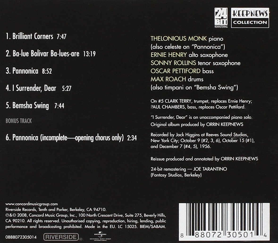 MONK THELONIOUS - BRILLIANT CORNERS - Slika 2