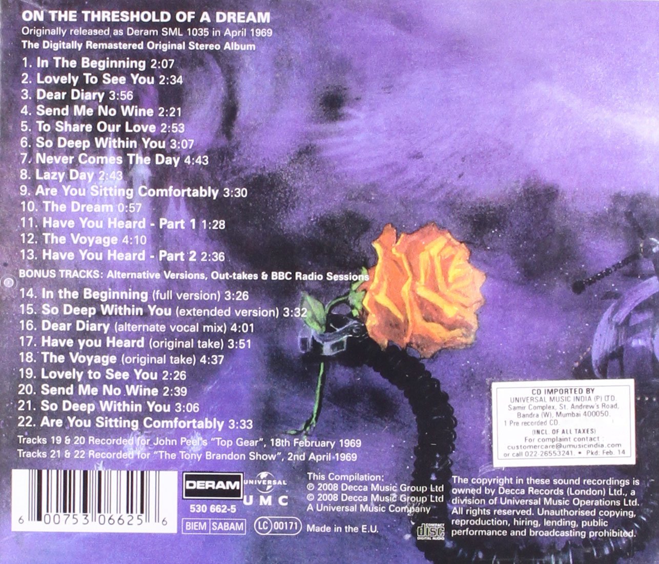 MOODY BLUES - ON THE THRESHOLD OF A DREAM CD (remaster) - Slika 2