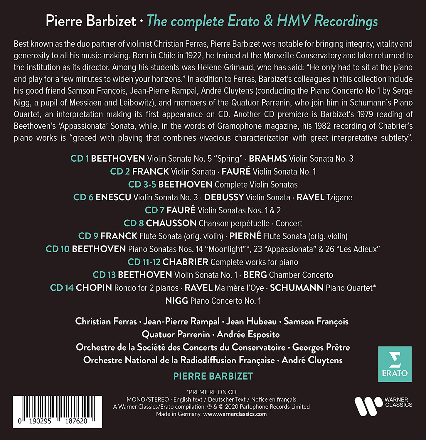 BARBIZET PIERRE - COMPLETE ERATO & HMV RECORDINGS CD14 - Slika 2