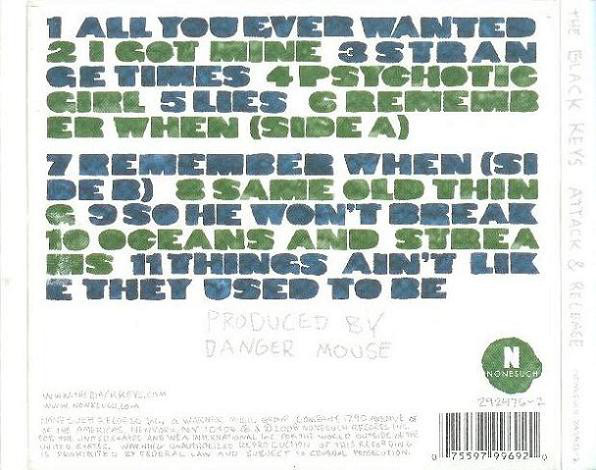 BLACK KEYS - ATTACK & RELEASE CD - Slika 2