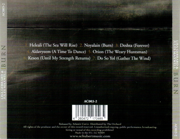 GERRARD LISA & MAXWELL JULES - BURN CD - Slika 2