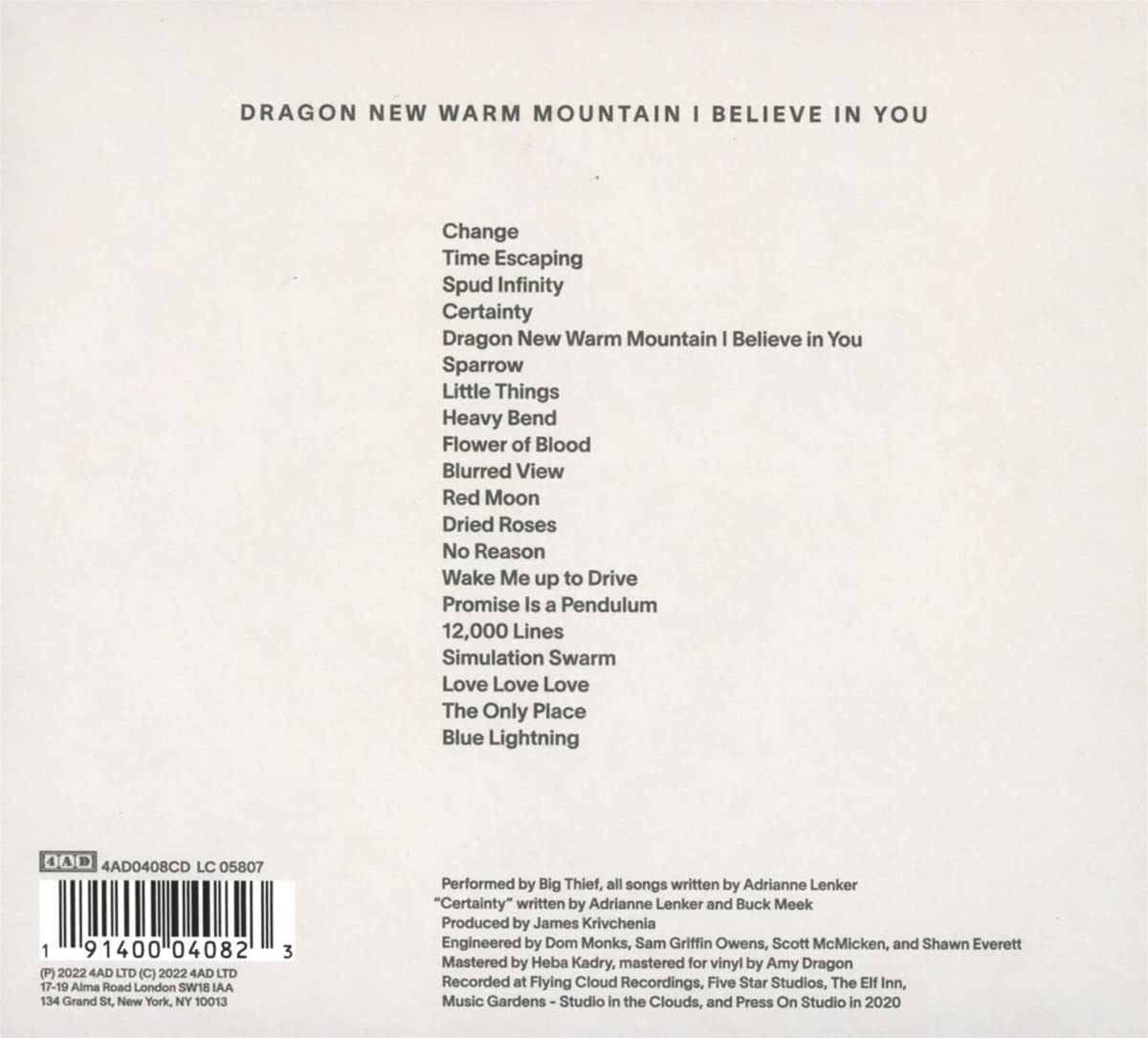 BIG THIEF - DRAGON NEW WARM MOUNTAIN...CD - Slika 3