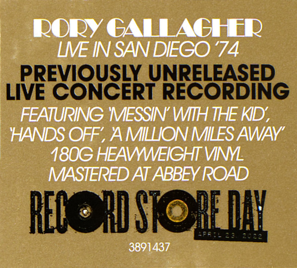 GALLAGHER RORY - LIVE IN SAN DIEGO '74 RSD 2022 LP2 - Slika 4