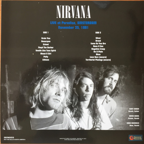 NIRVANA - LIVE AT PARADISO AMSTERDAM 1991 turquoise vinyl LP - Slika 3