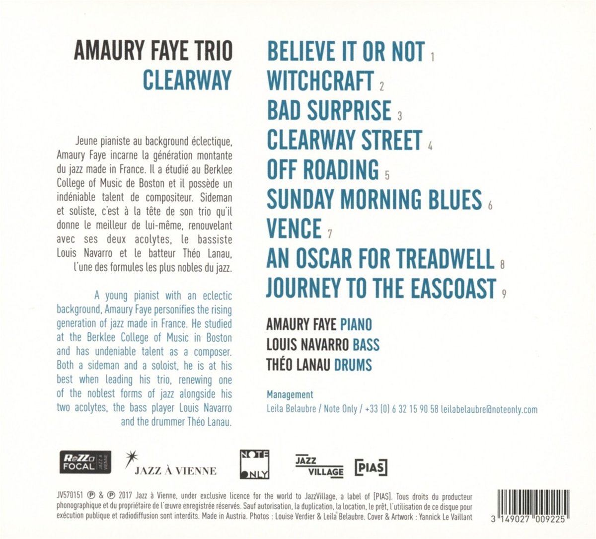 AMAURY FAYE TRIO - CLEAR WAY...CD - Slika 2