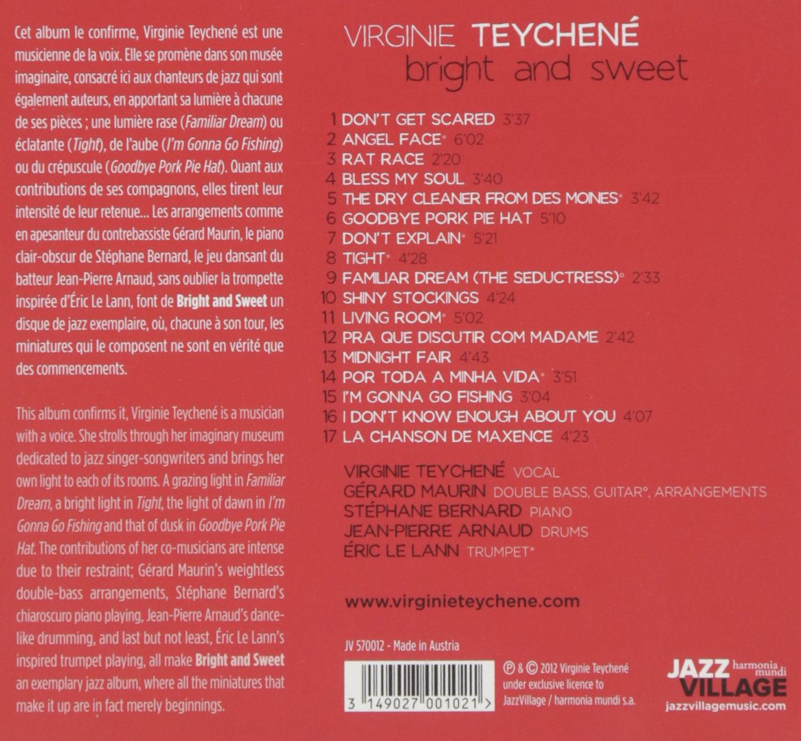 TEYCHENE VIRGINIE - BRIGHT AND SWEET CD - Slika 2