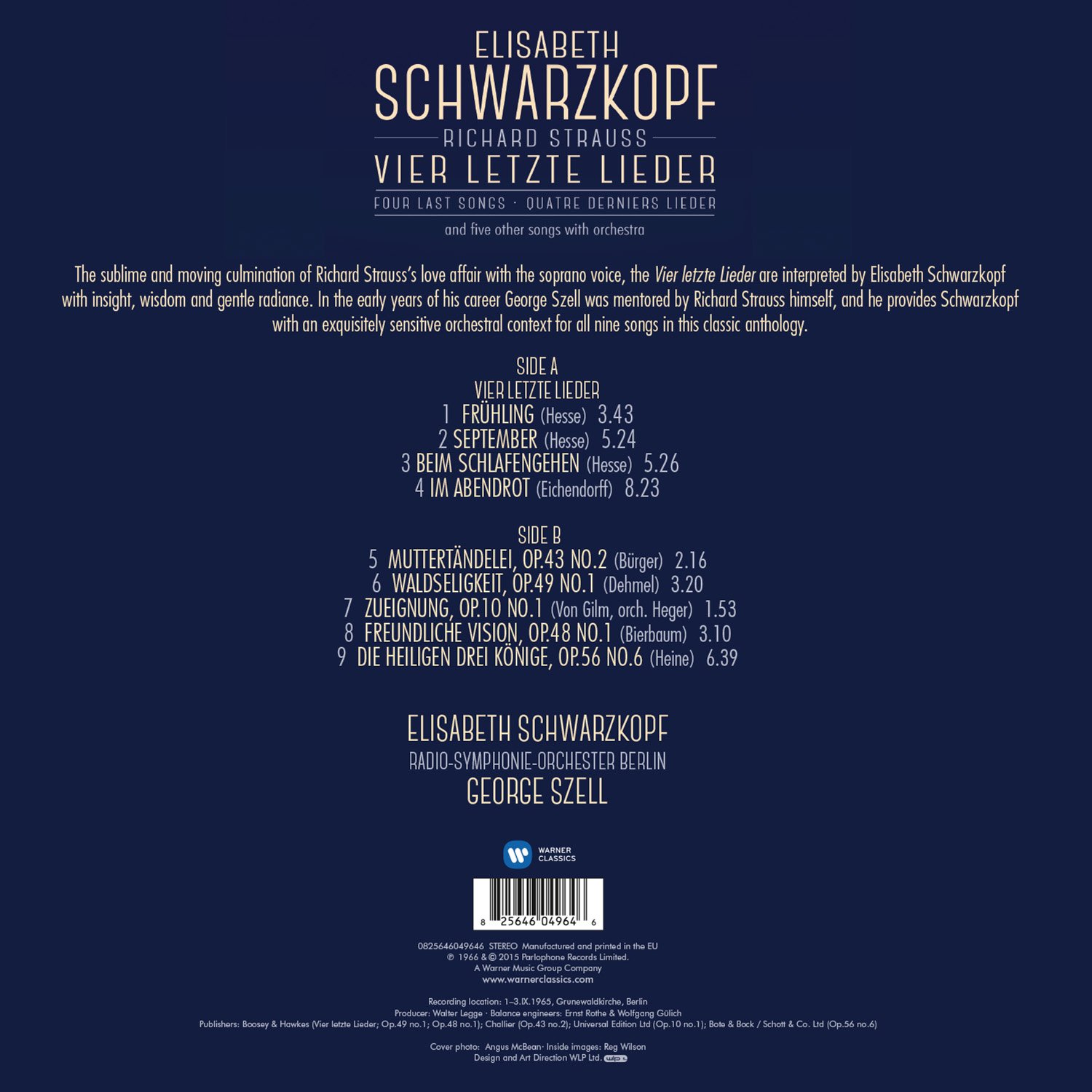 SCHWARZKOPF ELISABETH - VIER LETZTE LIEDER...LP - Slika 2