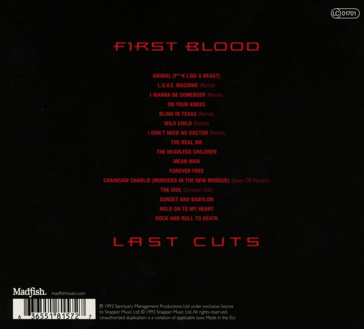 W.A.S.P. - FIRST BLOOD LAST CUTS CD - Slika 2