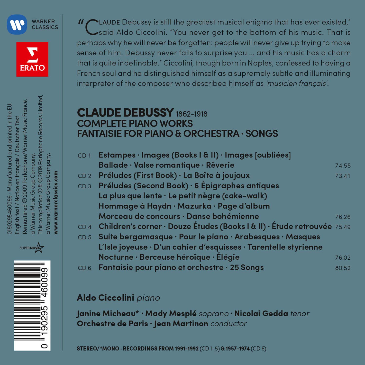 CICCOLINI ALDO - DEBUSSY COMPLETE PIANO WORKS CD6 - Slika 2