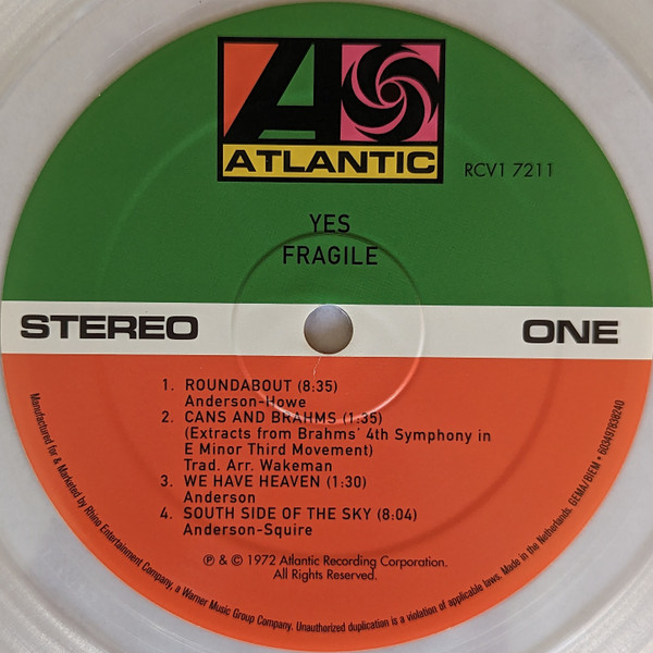 Yes – Fragile LP, gatefold, Limited Edition, Reissue, Clear vinyl - Slika 5