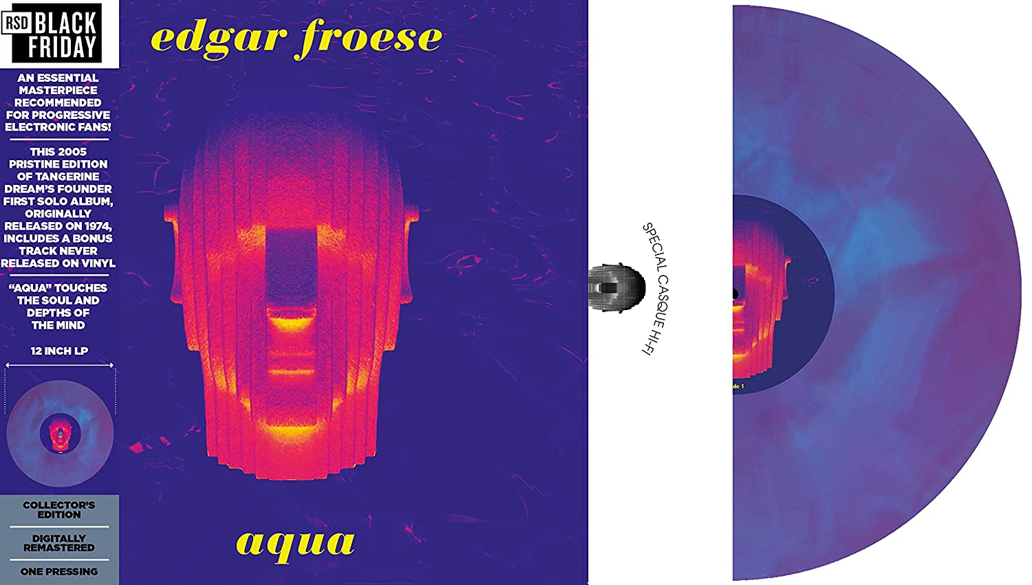 FROESE EDGAR - AQUA re-recorded blue/pink swirled vinyl LP - Slika 4