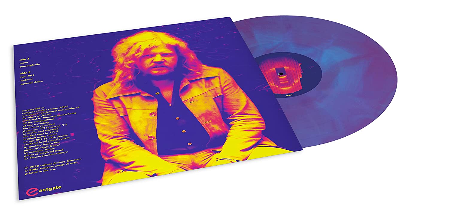 FROESE EDGAR - AQUA re-recorded blue/pink swirled vinyl LP