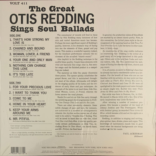 Otis Redding – The Great Otis Redding Sings Soul Ballads LP, Limited Edition, Reissue, Translucent Blue Vinyl - Slika 3