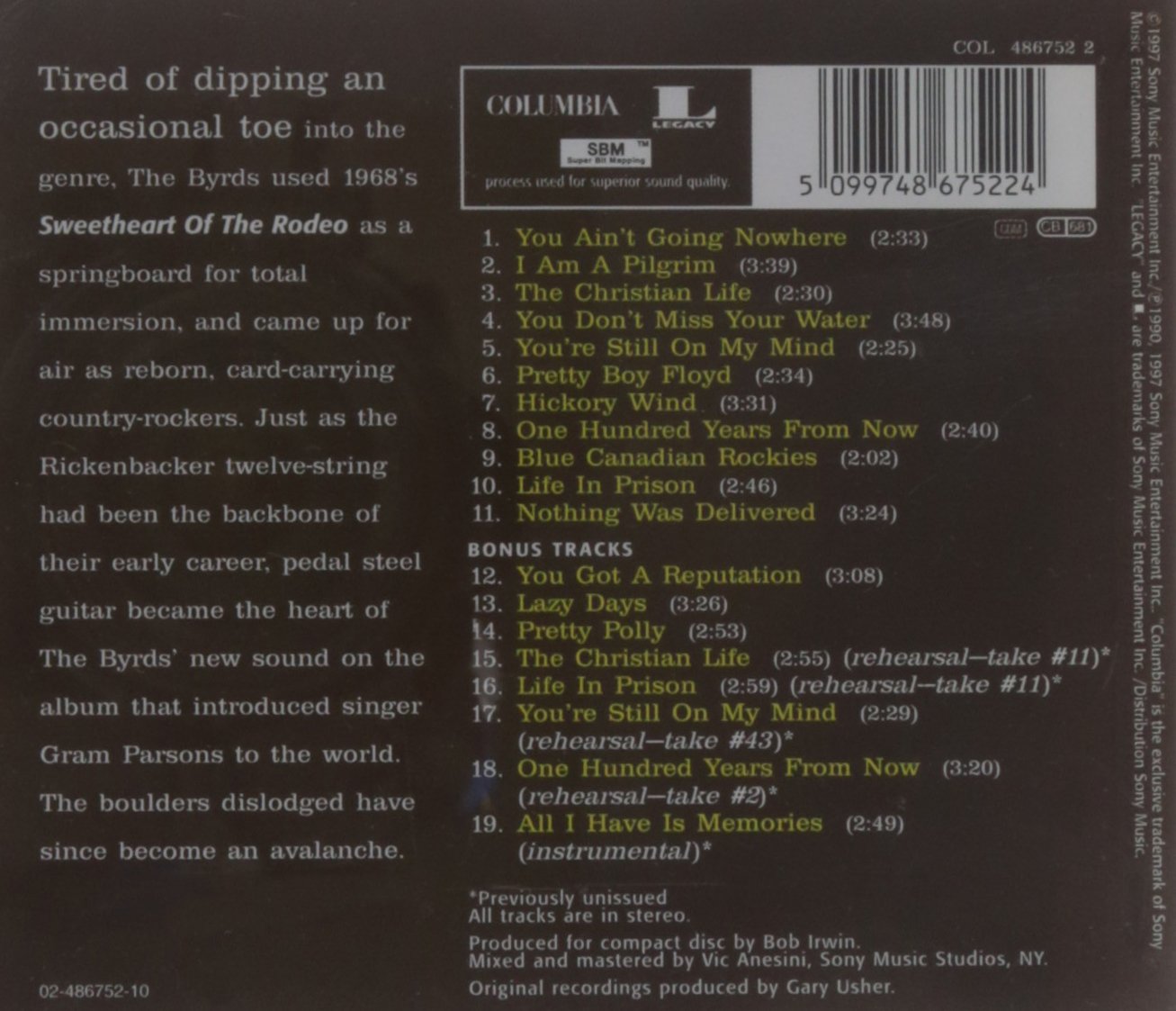 BYRDS - SWEETHEART OF THE RODEO CD - Slika 2