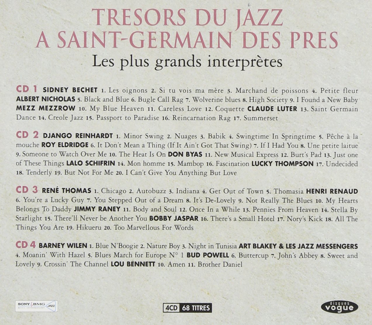 V.A. - TRESORS DU JAZZ A SAINT GERMAIN DES PRES CD4 - Slika 2