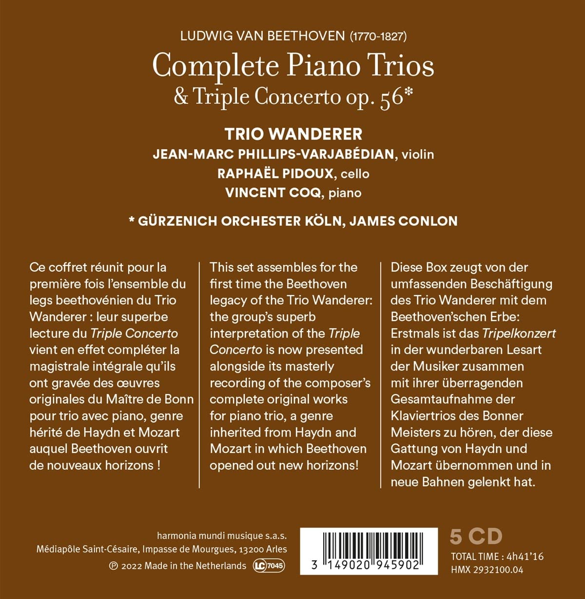 BEETHOVEN/TRIO WANDERER - COMPLETE PIANO TRIOS CD5 - Slika 2