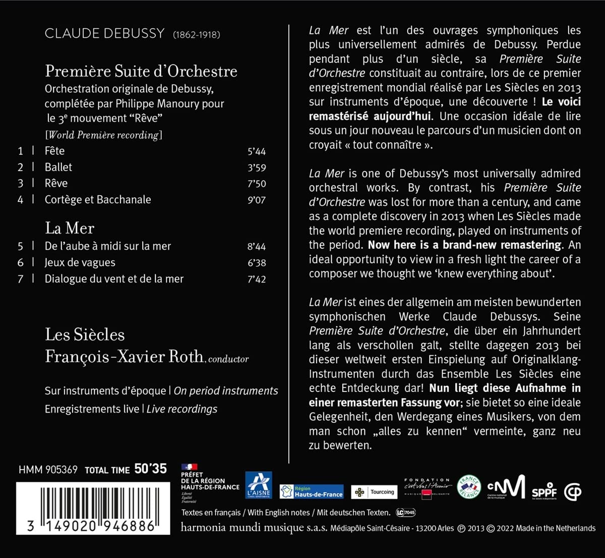 DEBUSSY CLAUDE - LA MER PREMIERE SUITE D'ORCHESTRE CD - Slika 2