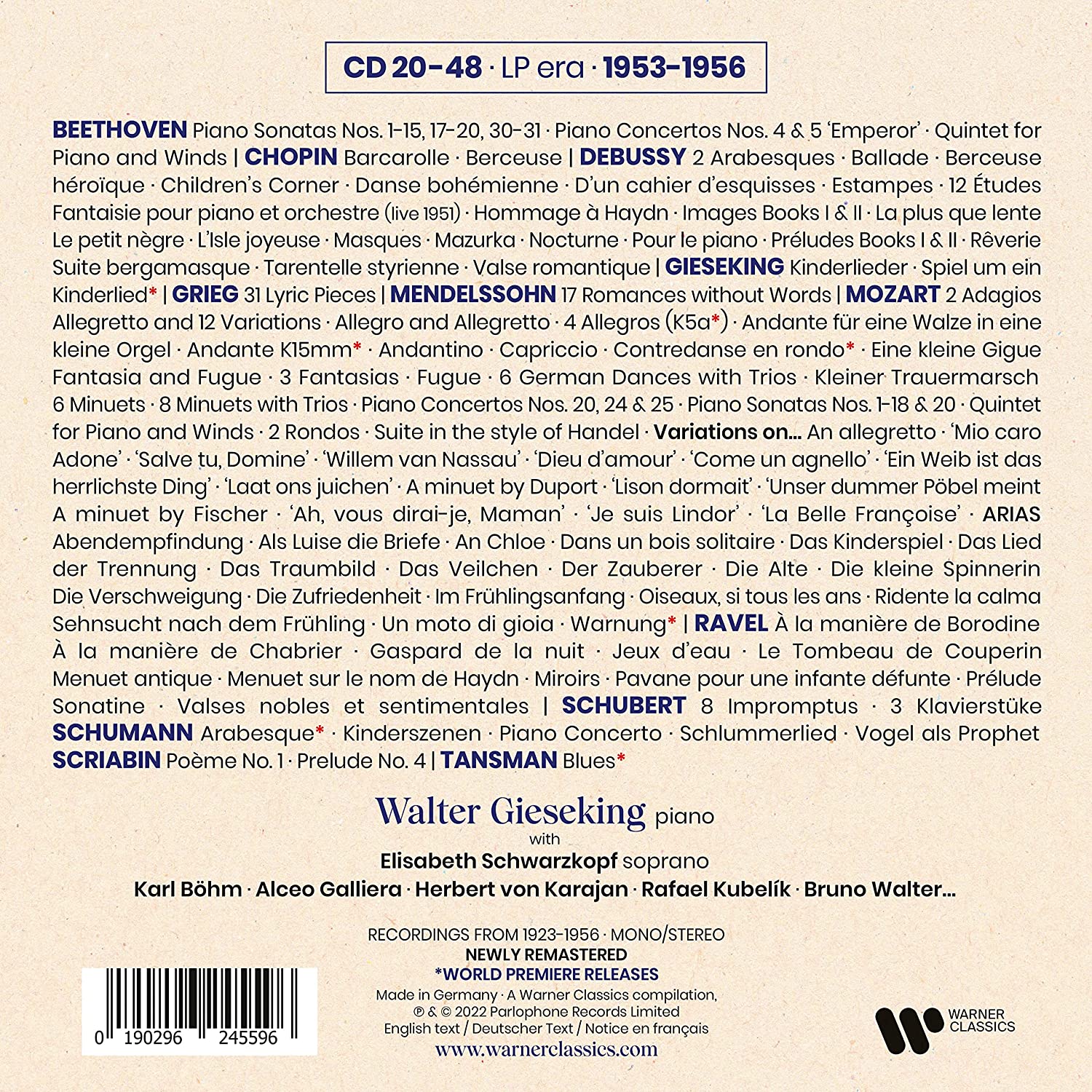 GIESEKING WALTER - COMPLETE WARNER CLASSIC EDITION 48 CD - Slika 3