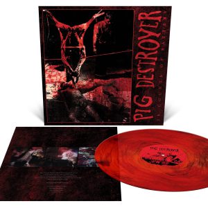 PIG DESTROYER - 38 COUNTS OF BATTERY red with black marble vinyl LP