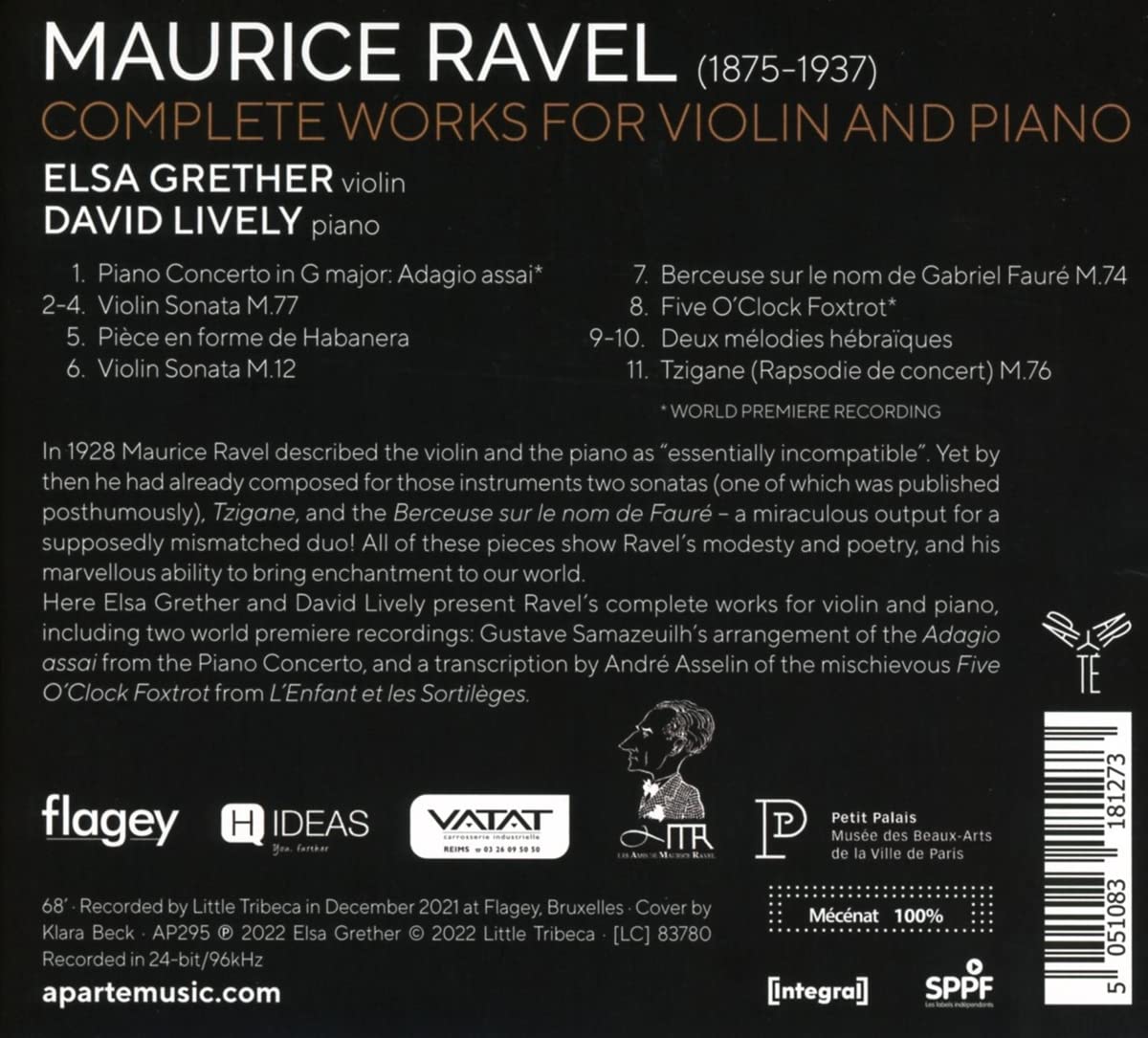 GRETHER ELSA - RAVEL COMLET WORKS FOR VIOLIN AND PIANO CD - Slika 2