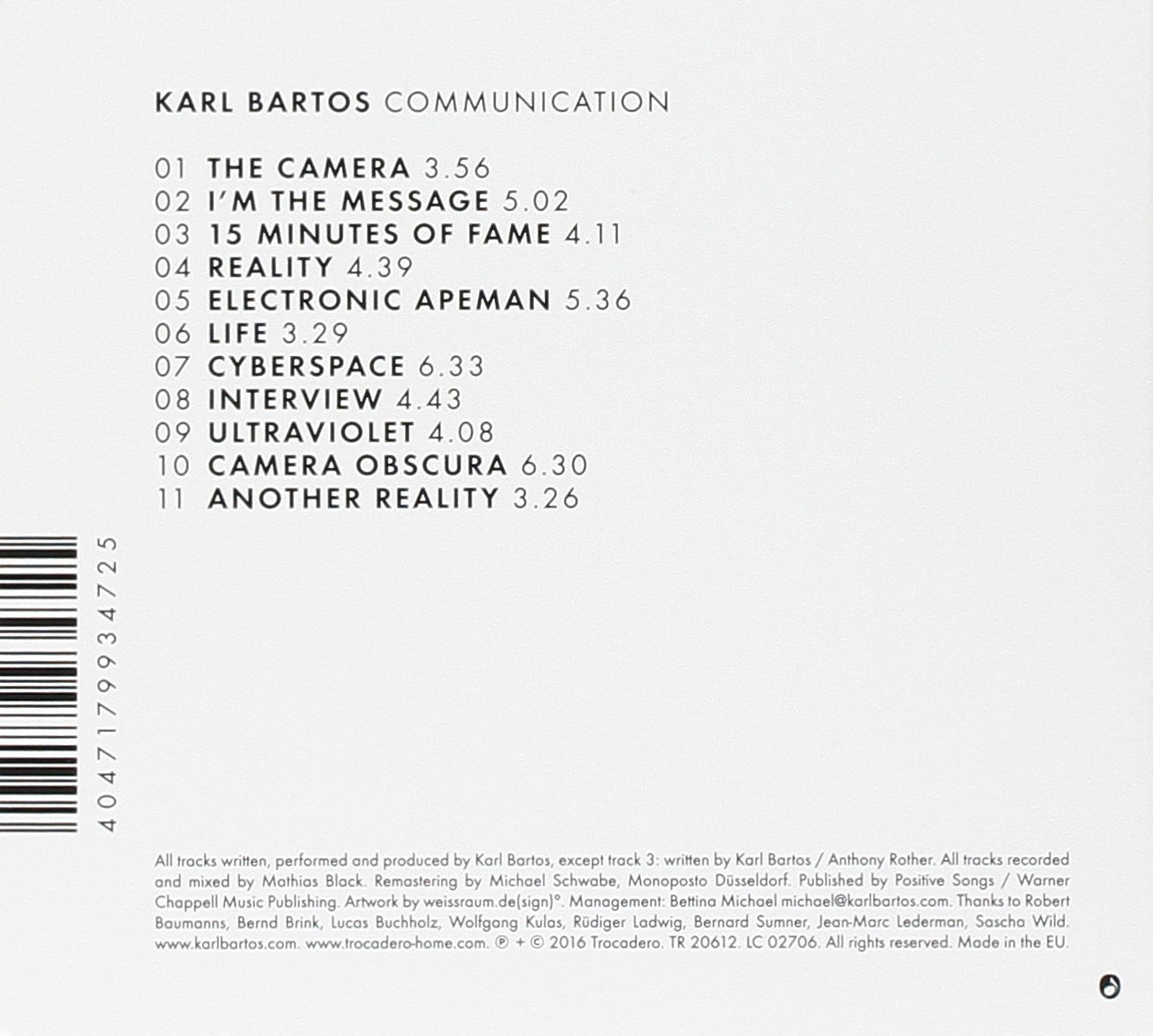 BARTOS KARL - COMMUNICATION CD - Slika 2