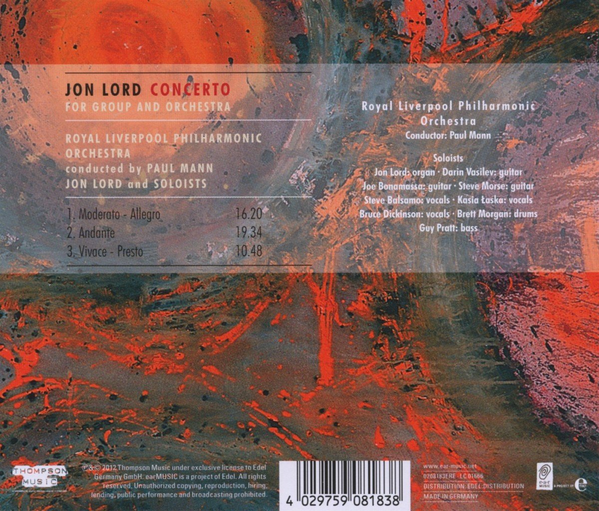 LORD JON - CONCERTO FOR GROUP AND ORCHESTRA CD - Slika 2