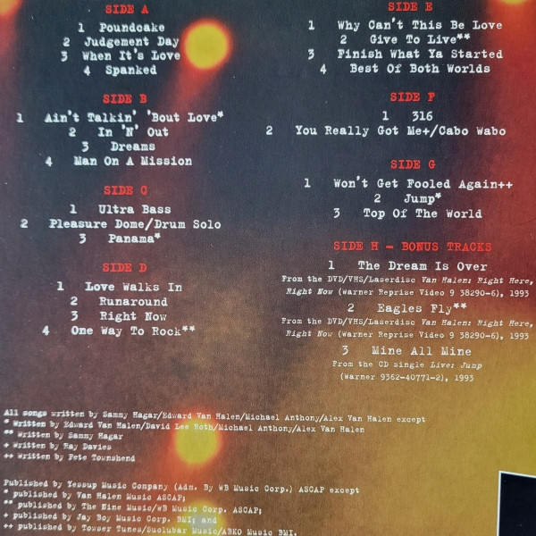 VAN HALEN - LIVE: RIGHT HERE, RIGHT NOW RSD 2023 translucent red vinyl LP4 - Slika 3