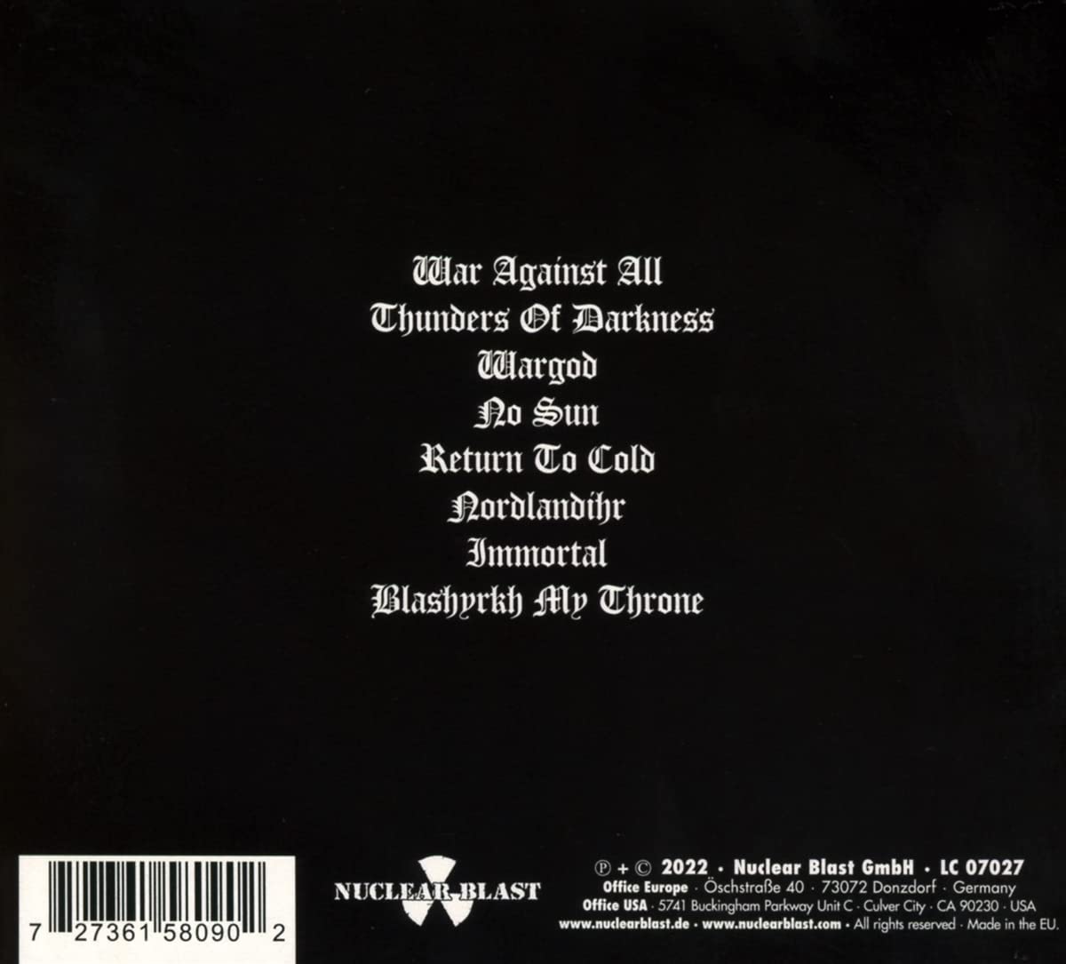 IMMORTAL - WAR AGAINST ALL CD - Image 2