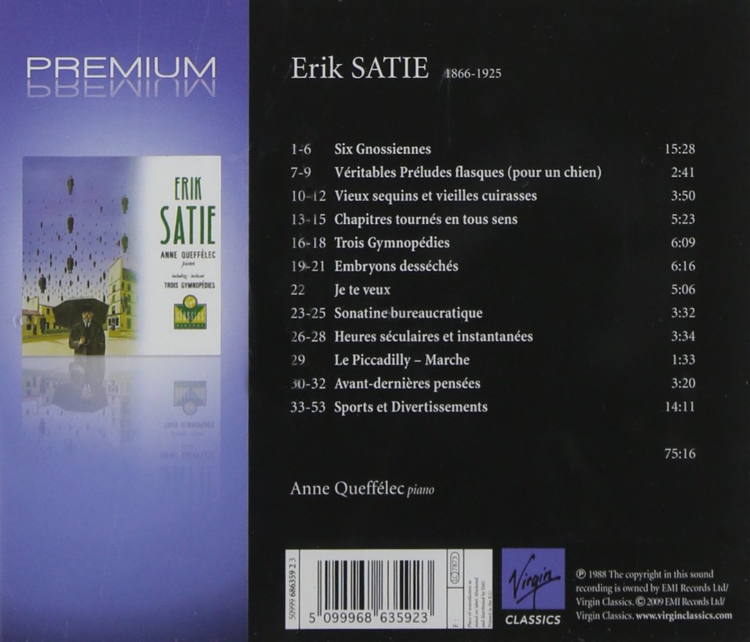 SATIE/QUEFFELEC - GYMNOPEDIES CD - Slika 2