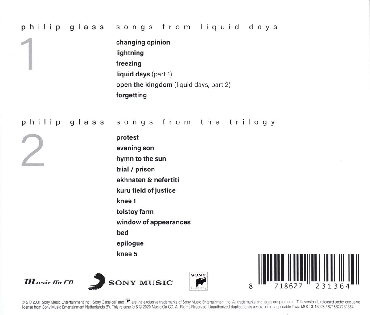 GLASS PHILIP - SONGS CD2 - Slika 2