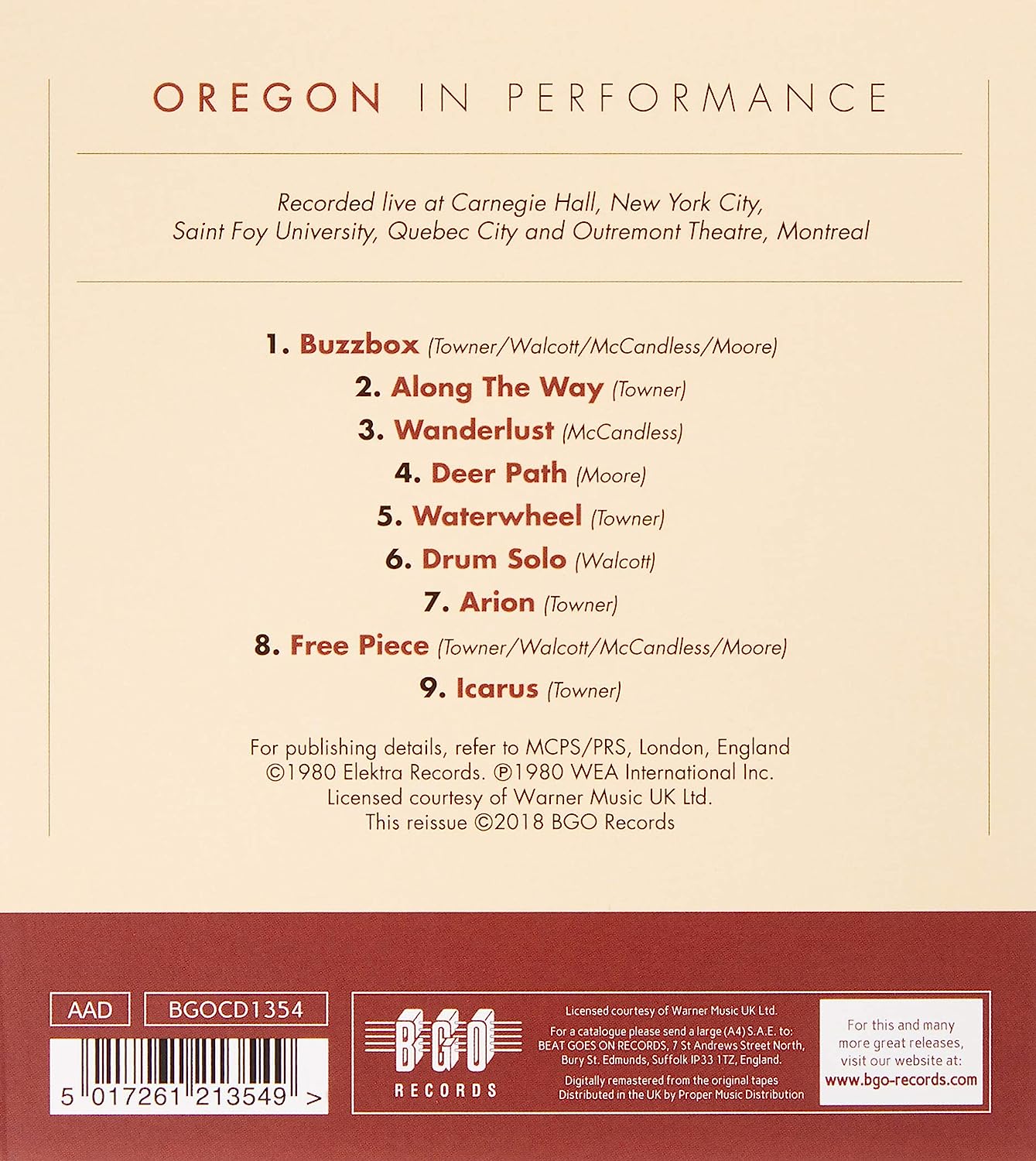 OREGON - IN PERFORMANCE CD - Slika 2