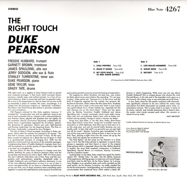 PEARSON DUKE - RIGHT TOUCH LP - Image 2