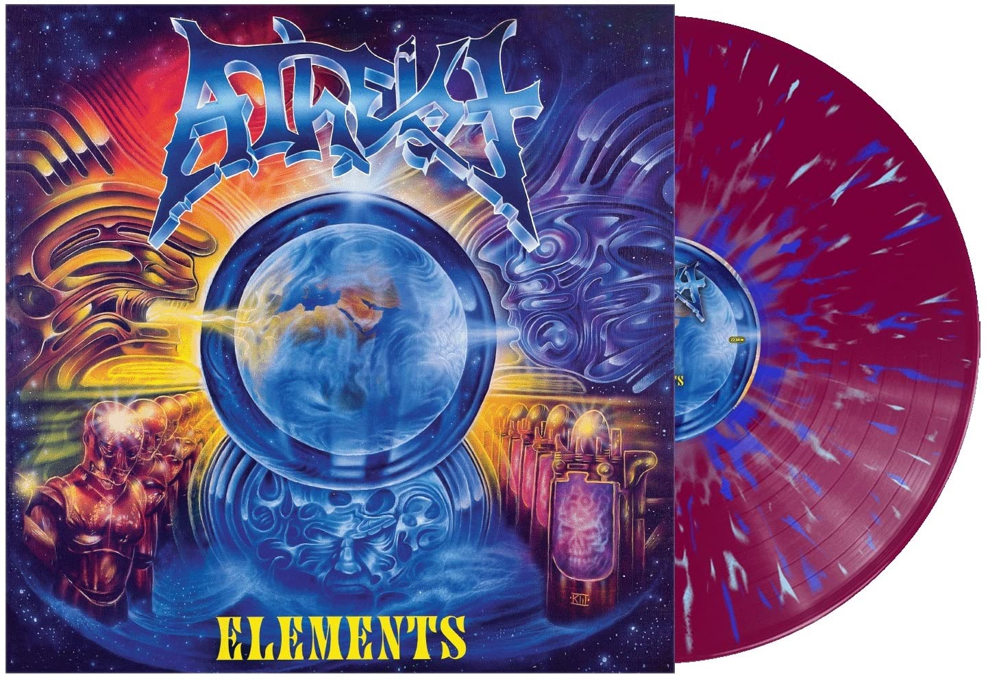 ATHEIST - ELEMENTS purple with blue splatter vinyl LP