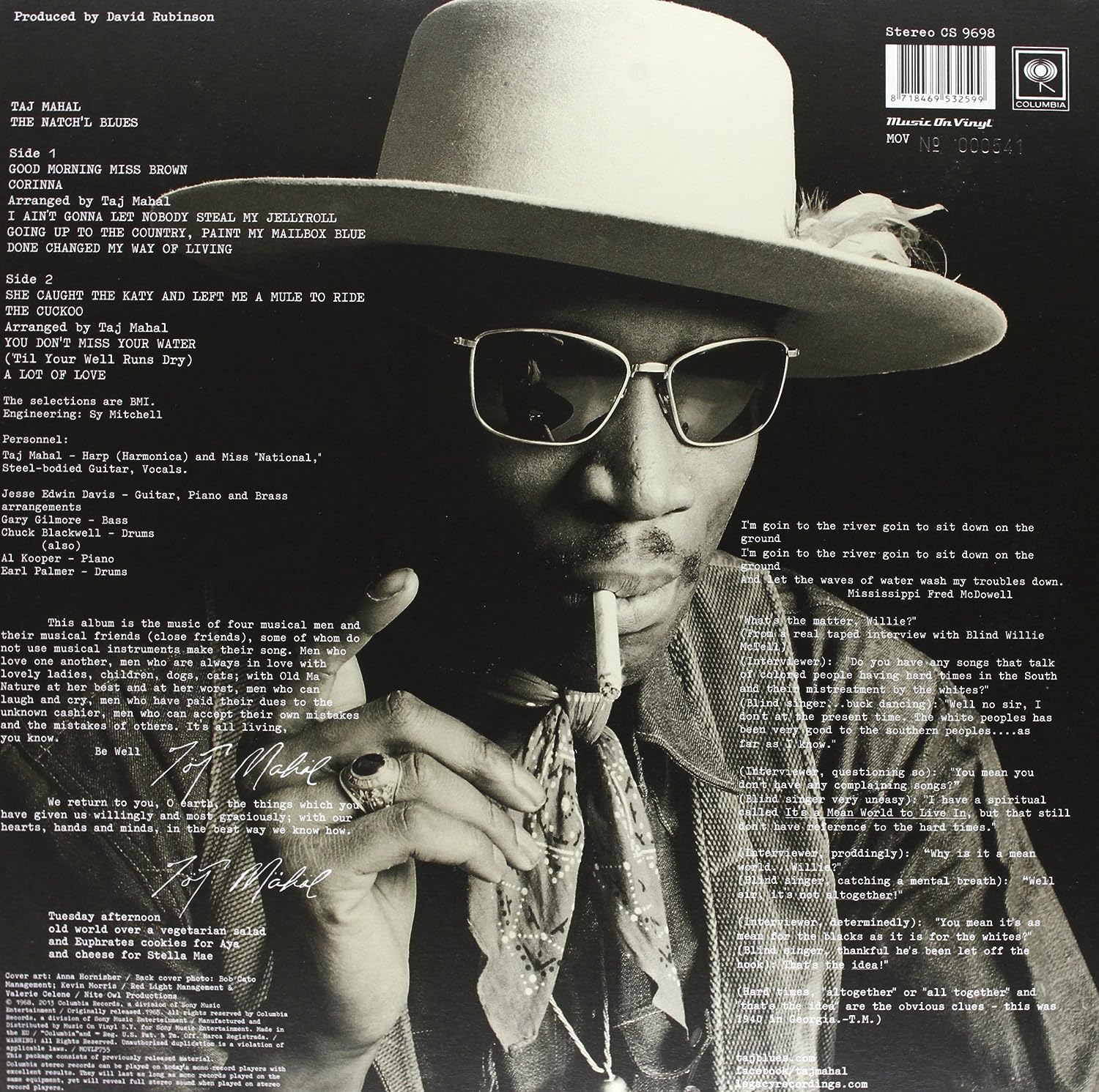 TAJ MAHAL - NATCH'L BLUES LP - Slika 2