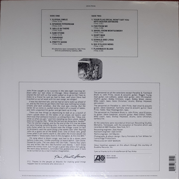 PRINE JOHN - JOHN PRINE crystal clear vinyl LP - Slika 3