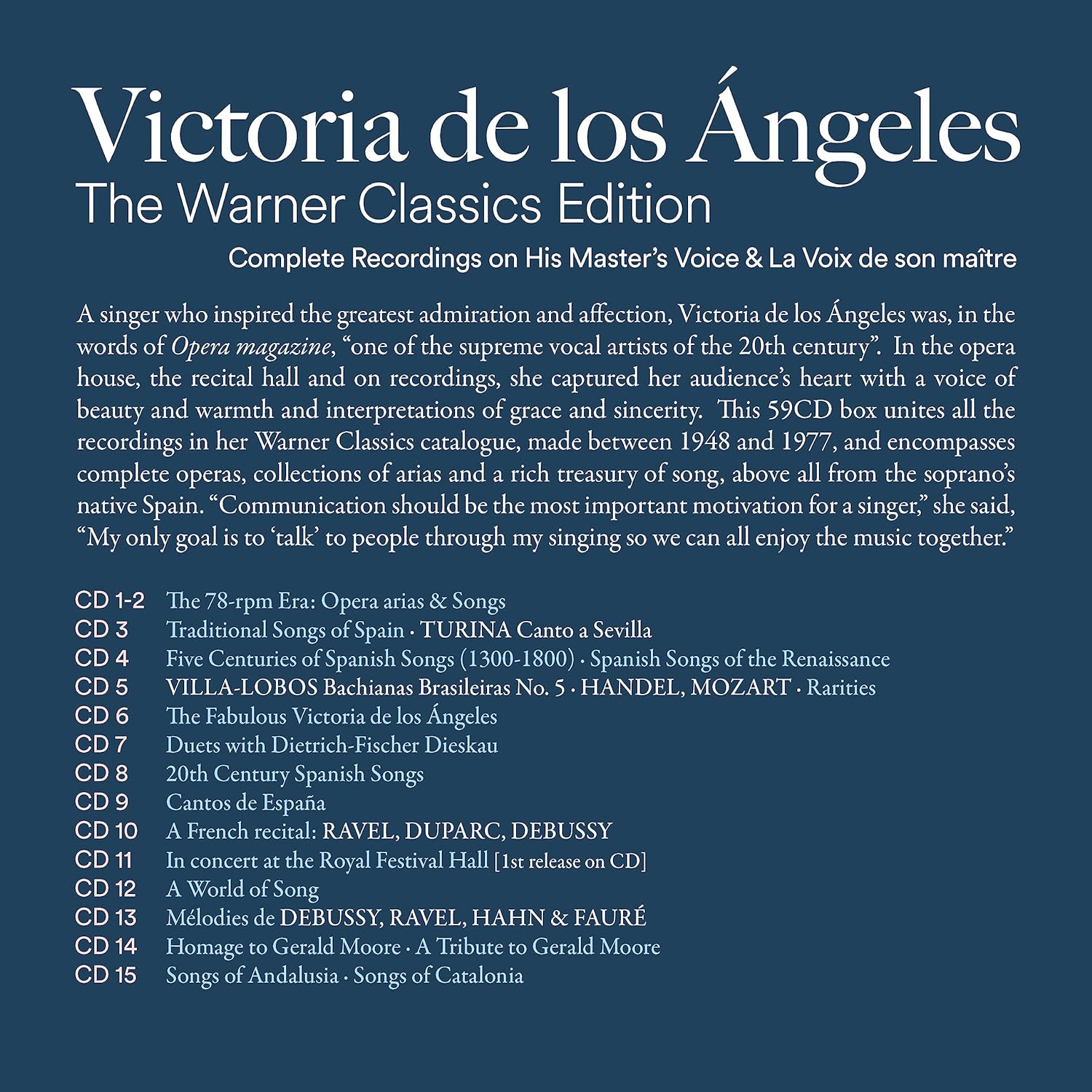 DE LOS ANGELES VICTORIA - WARNER CLASSIC EDITION CD59 - Slika 2
