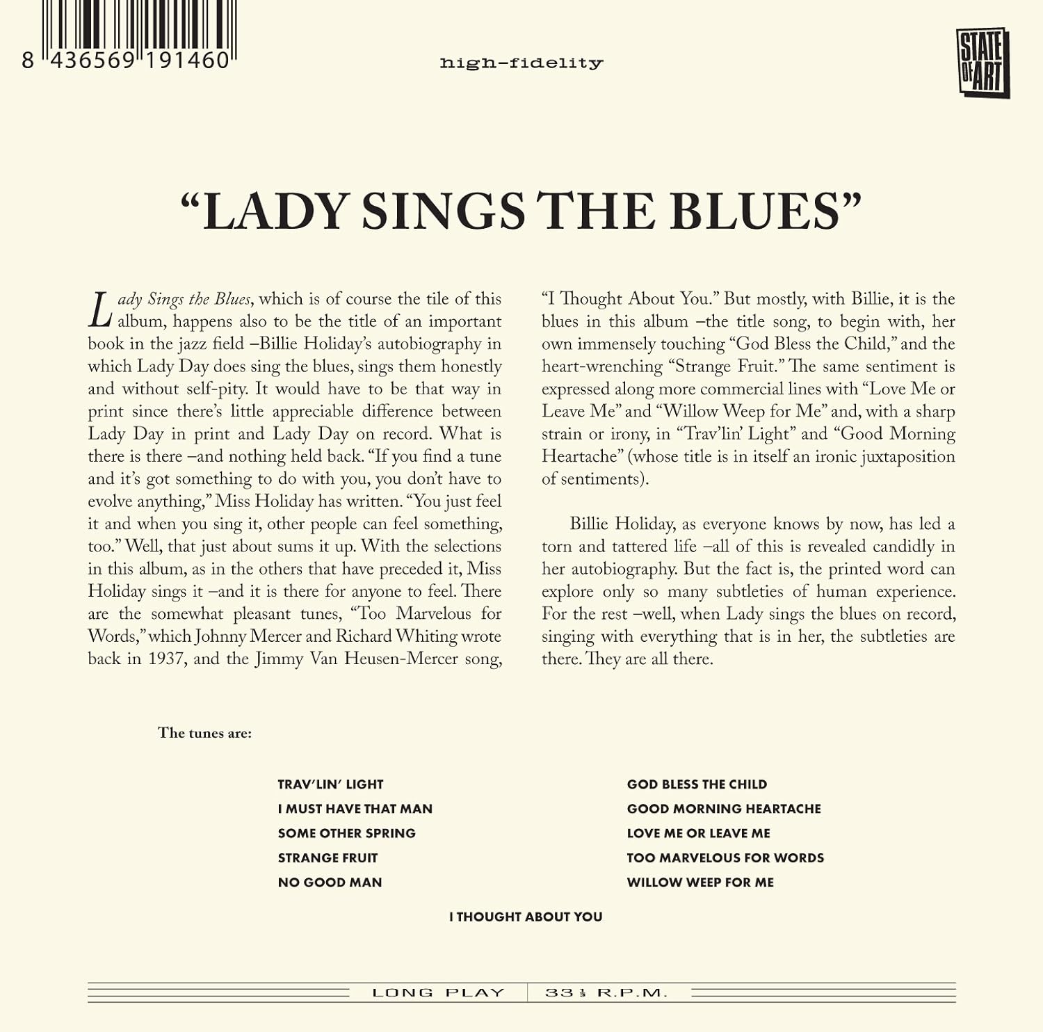 HOLIDAY BILLIE - LADY SINGS THE BLUES CD - Slika 2