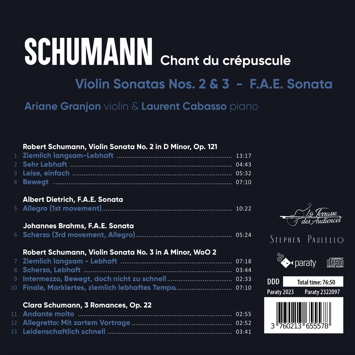 SCHUMANN ROBERT - CHANT DU CRTEPUSCOLE GRANJON CD - Slika 2