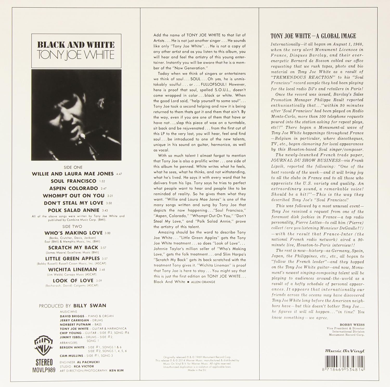 WHITE TONY JOE - BLACK & WHITE LP - Slika 2