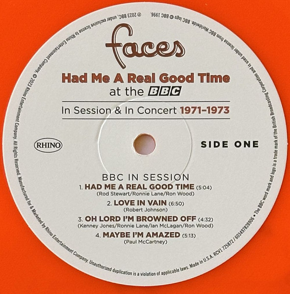 FACES - HAD ME A REAL GOOD TIME ltd orange vinyl RSD BLACK FRIDAY 2023 LP - Slika 3