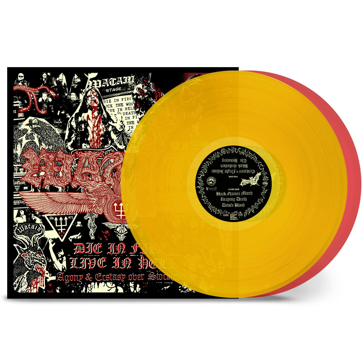 WATAIN - DIE IN FIRE LIVE IN HELL ltd yelliw & red vinyl LP2