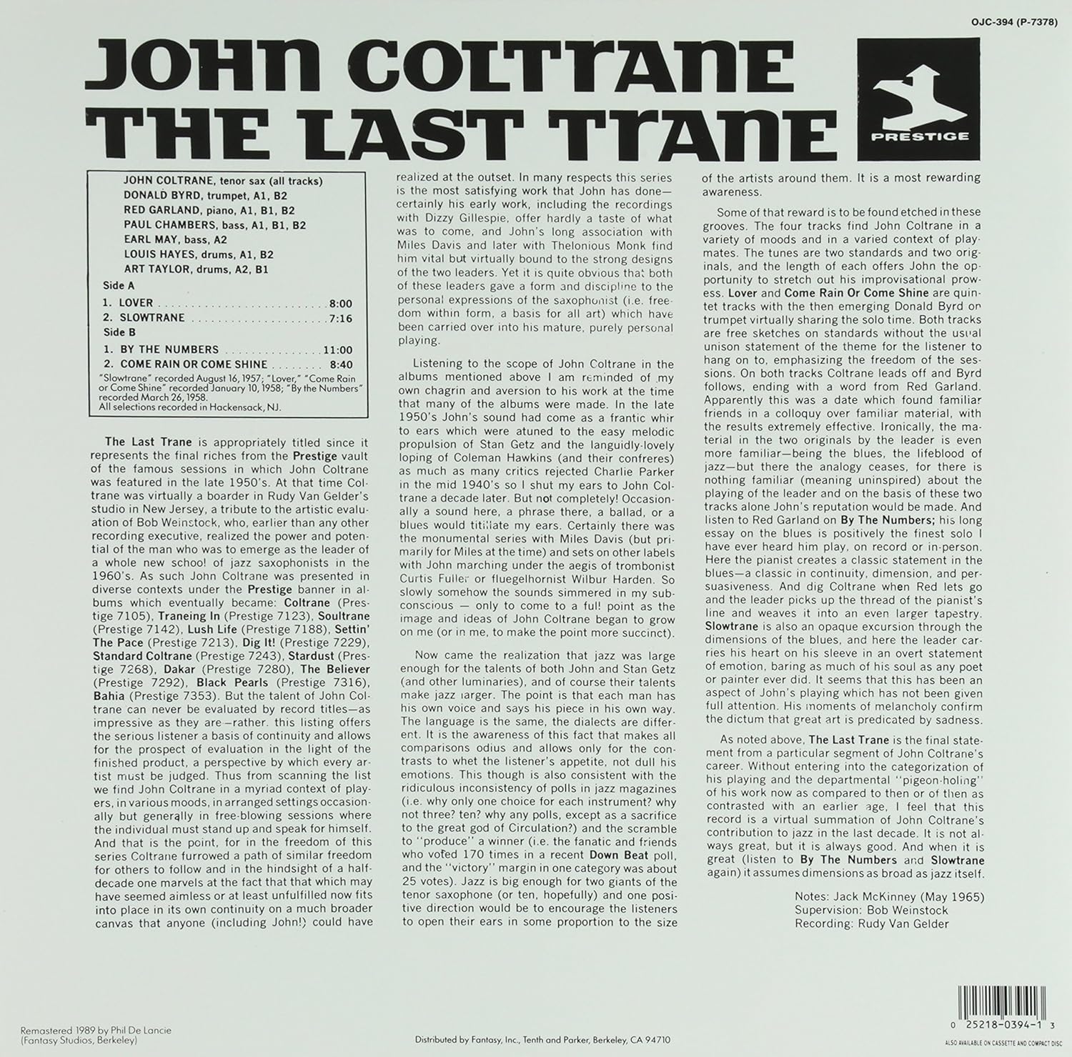 COLTRANE JOHN - LAST TRANE LP - Slika 2