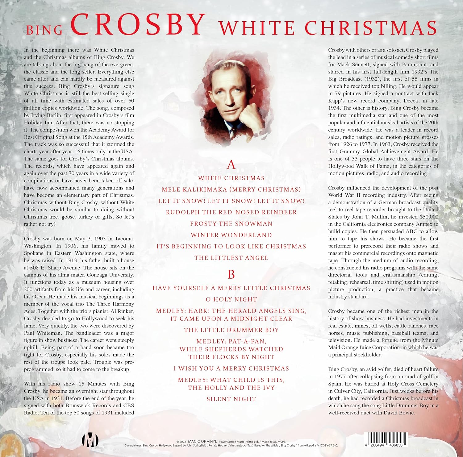 CROSBY BING - WHITE CHRISTMAS white vinyl LP - Slika 2