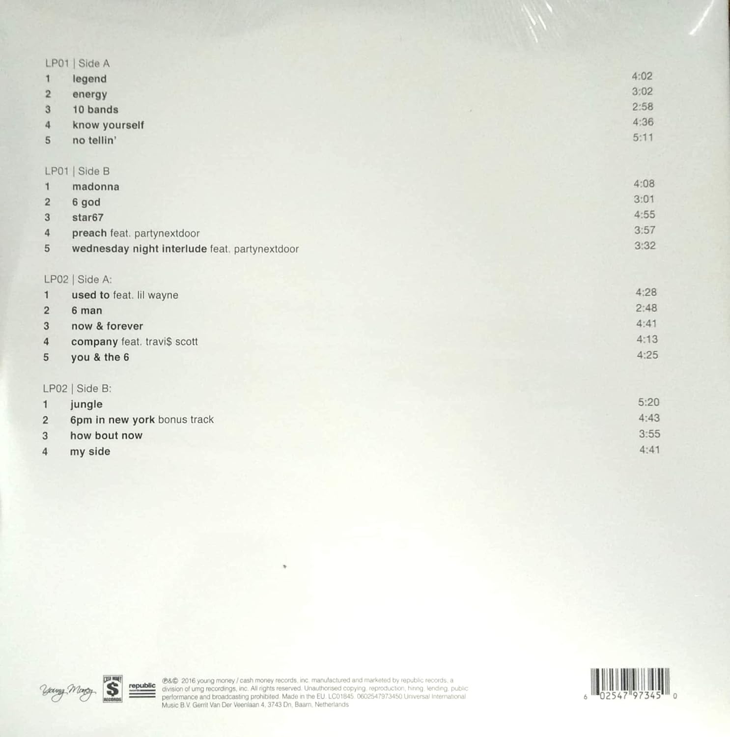 DRAKE - IF YOU'RE READING THIS IT'S TOO LATE LP2 - Slika 2