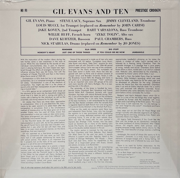 EVANS GIL - GIL EVANS & TEN limited mono black friday 2023 vinyl LP - Slika 2