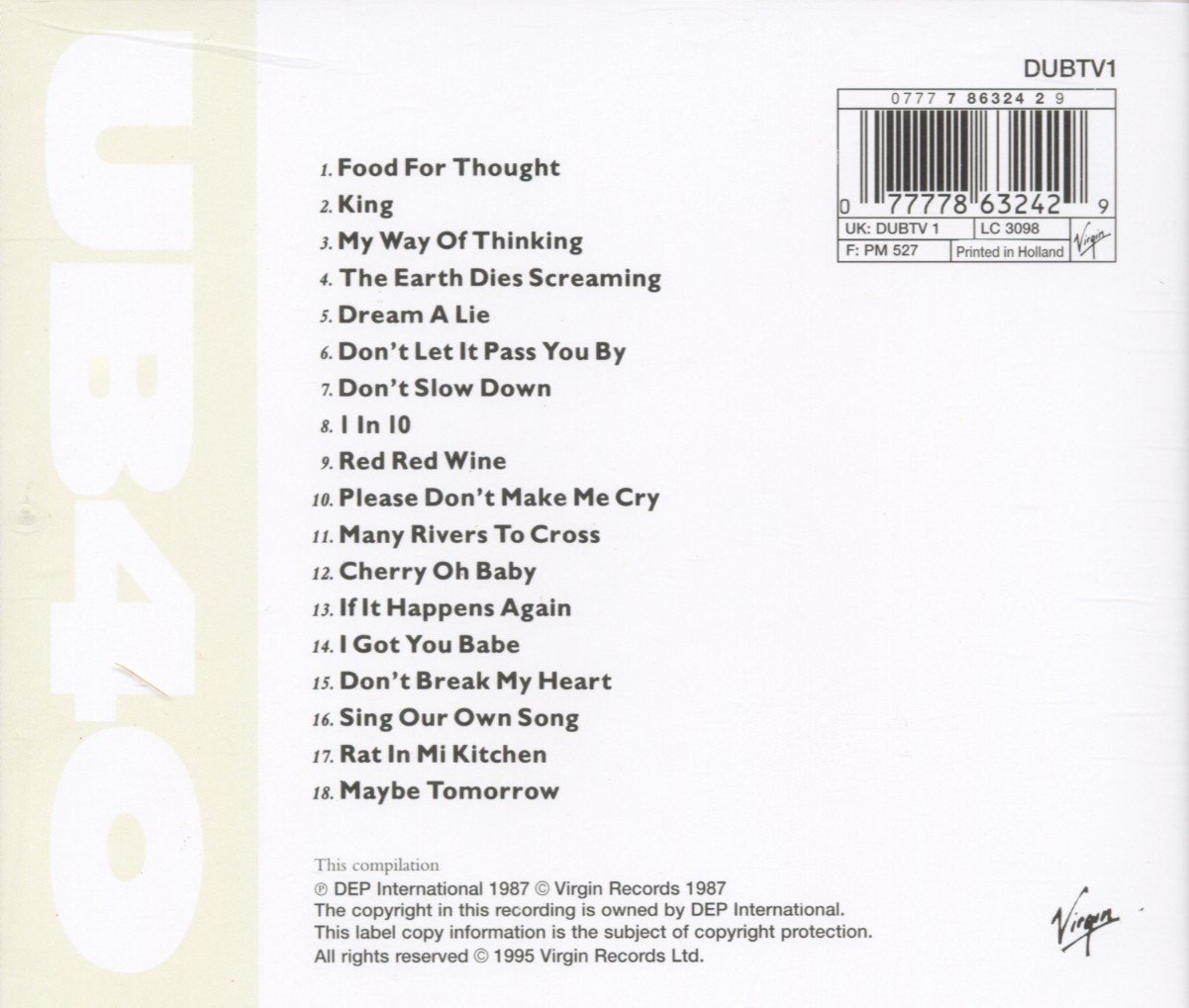 UB40 - BEST OF: VOL.1 CD - Slika 2