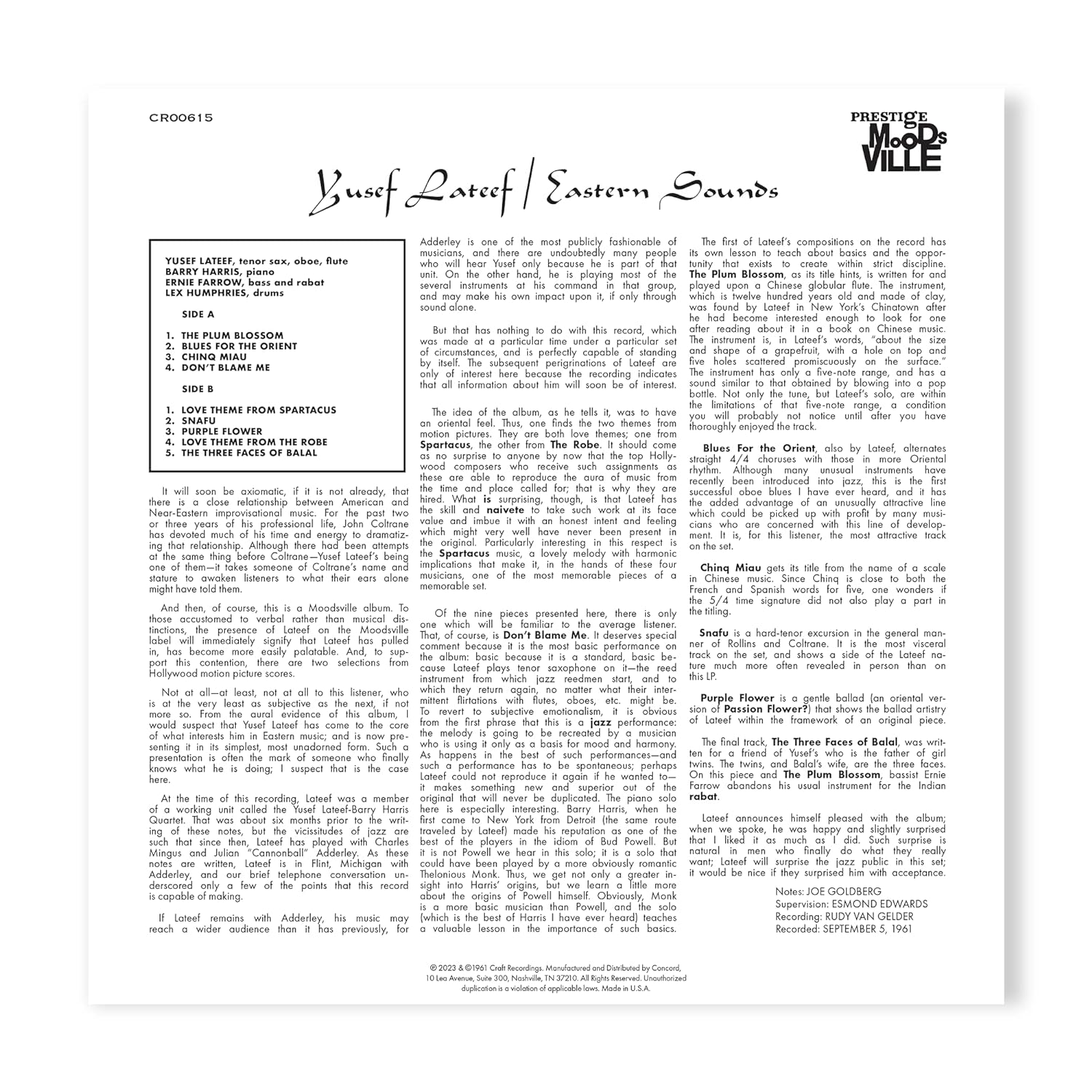 LATEEF YUSEF - EASTERN SOUND LP - Slika 2