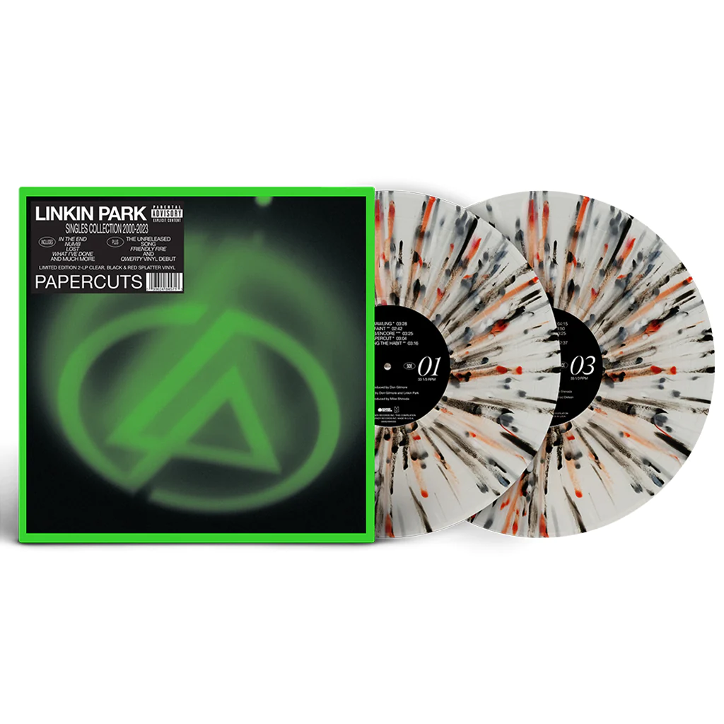 LINKIN PARK - Papercuts (Singles Collection 2000-2023) - 2LP - Clear w/ Black & Red Splatter Vinyl
